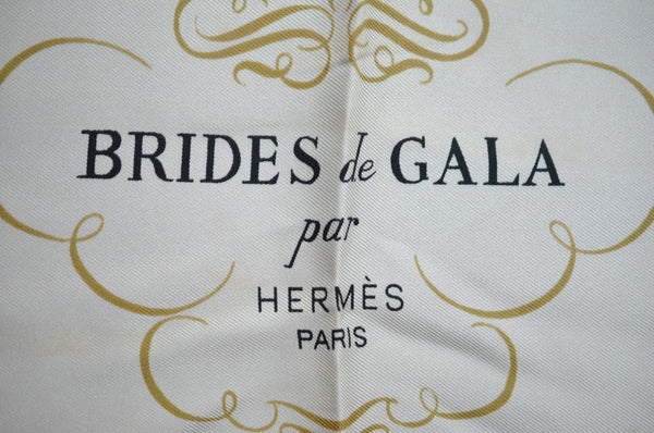 Authentic HERMES Carre 90 Scarf "BRIDES de GALA par" Silk Red K9262