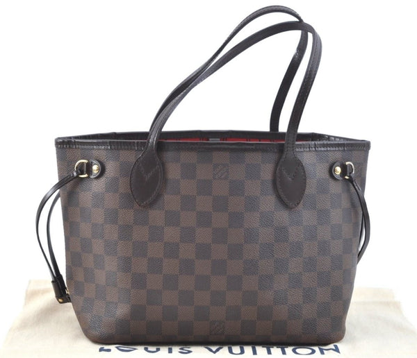 Authentic Louis Vuitton Damier Neverfull PM Shoulder Tote Bag N51109 LV K9268