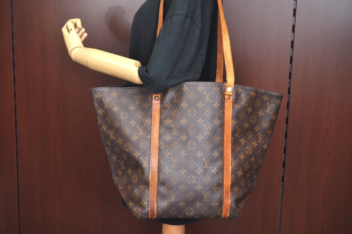 Authentic Louis Vuitton Monogram Sac Shopping PM Tote Bag M51108 LV Junk K9272