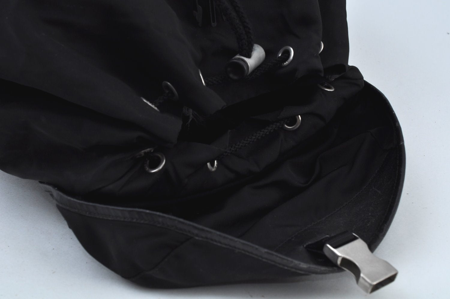 Authentic PRADA Vintage Nylon Tessuto Saffiano Leather Backpack Black K9273