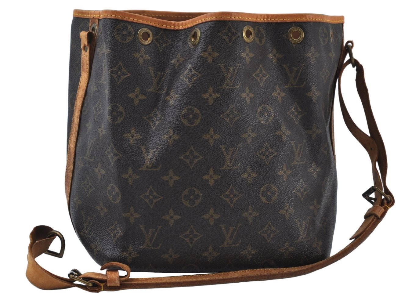 Authentic Louis Vuitton Monogram Petit Noe M42226 Drawstring Bag Junk K9282