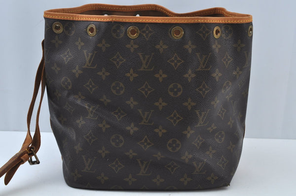 Authentic Louis Vuitton Monogram Petit Noe M42226 Drawstring Bag Junk K9282