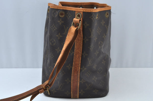 Authentic Louis Vuitton Monogram Petit Noe M42226 Drawstring Bag Junk K9282