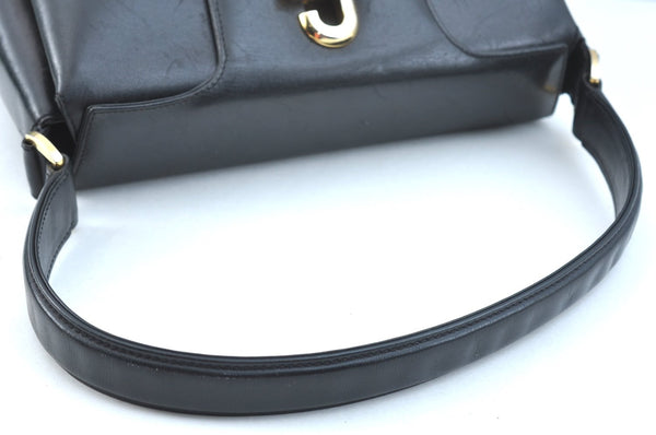 Authentic GUCCI Vintage Shoulder Hand Bag Purse Leather Black K9287