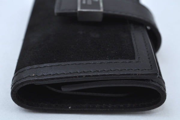 Authentic GUCCI Vintage 6 Hooks Key Case Purse Suede Leather Black K9289