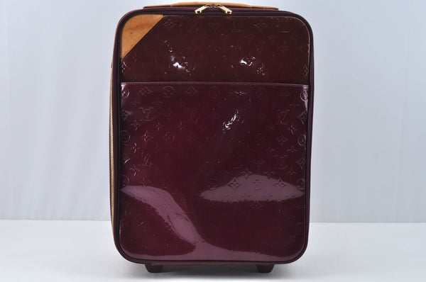 Authentic Louis Vuitton Monogram Vernis Pegase 45 Suitcase M91419 Purple K9295