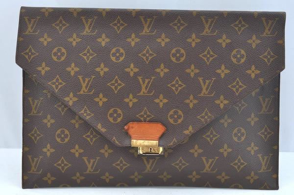 Authentic Louis Vuitton Monogram Poche Plate Documents Case M53522 LV K9346