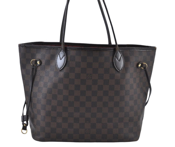 Authentic Louis Vuitton Damier Neverfull MM Shoulder Tote Bag N51105 LV K9355