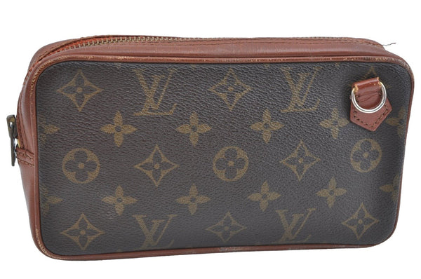 Auth Louis Vuitton Monogram Pochette Sport PM Clutch Hand Bag Old Model LV K9363