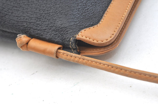 Authentic GUCCI Vintage Shoulder Cross Body Bag Purse Leather Navy Black K9371