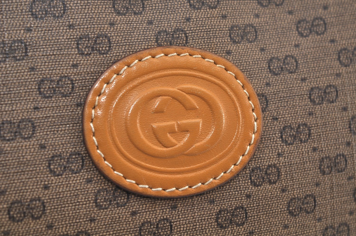 Authentic GUCCI Micro GG PVC Leather Shoulder Bag Purse Brown Junk K9379