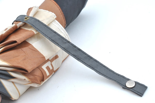 Authentic FENDI Vintage Folding Umbrella Polyester Black White K9404