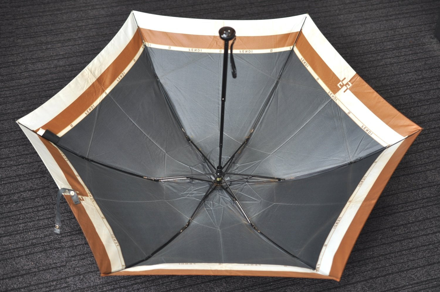 Authentic FENDI Vintage Folding Umbrella Polyester Black White K9404