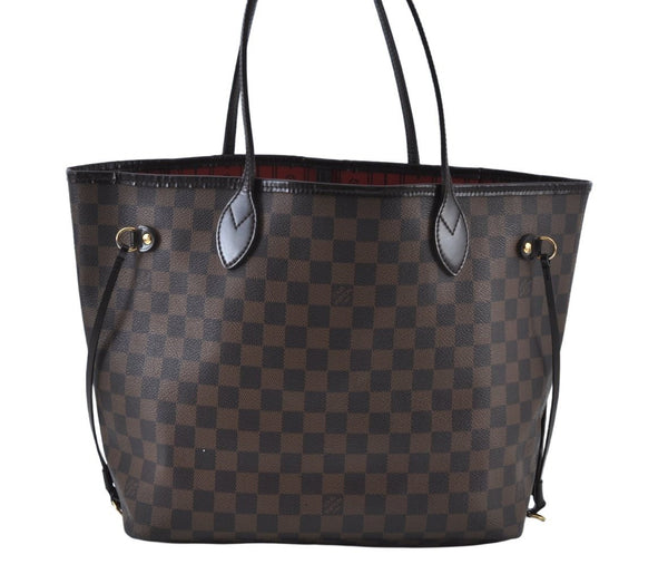 Authentic Louis Vuitton Damier Neverfull MM Shoulder Tote Bag N51105 LV K9416