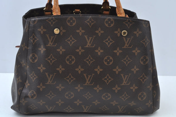 Authentic Louis Vuitton Monogram Montaigne MM 2Way Hand Bag M41056 LV K9430