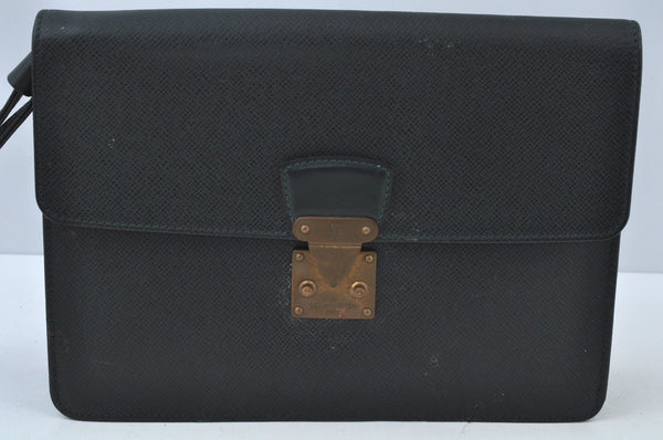Authentic Louis Vuitton Taiga Pochette Kourad Clutch Bag Green M30194 LV K9434