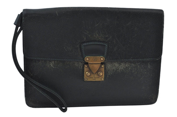 Authentic Louis Vuitton Taiga Pochette Kourad Clutch Bag Green M30194 LV K9459