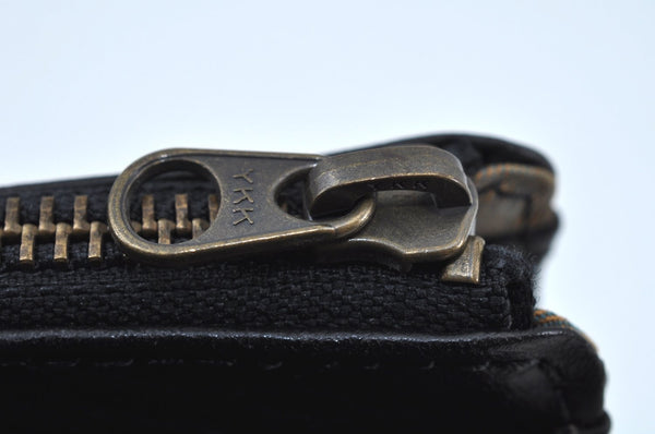 Authentic Burberrys Vintage Leather Clutch Hand Bag Purse Black K9462