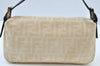 Auth FENDI Zucca Mamma Baguette Shoulder Bag Canvas Leather Beige K9476