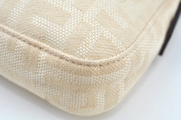 Auth FENDI Zucca Mamma Baguette Shoulder Bag Canvas Leather Beige K9476