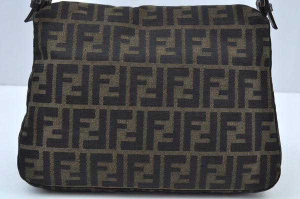 Auth FENDI Zucca Mamma Baguette Shoulder Bag Canvas Leather Brown K9478