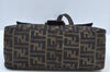 Auth FENDI Zucca Mamma Baguette Shoulder Bag Canvas Leather Brown K9478