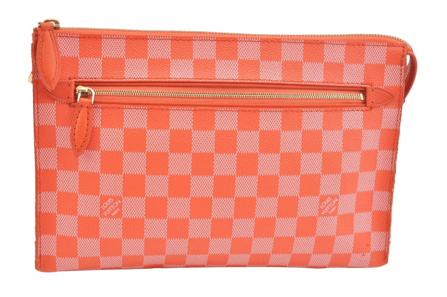 Auth Louis Vuitton Damier Color Module Shoulder Clutch Bag Orange Junk K9479