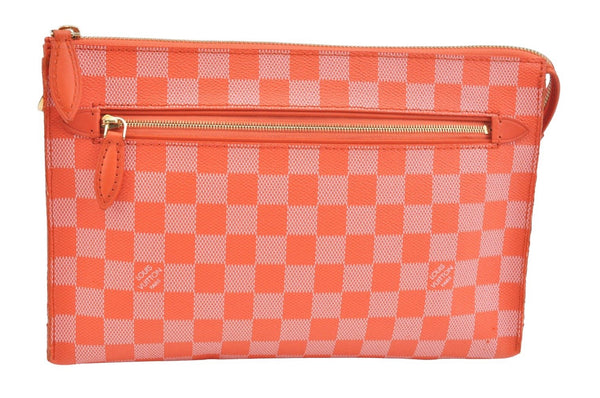 Auth Louis Vuitton Damier Color Module Shoulder Clutch Bag Orange Junk K9479