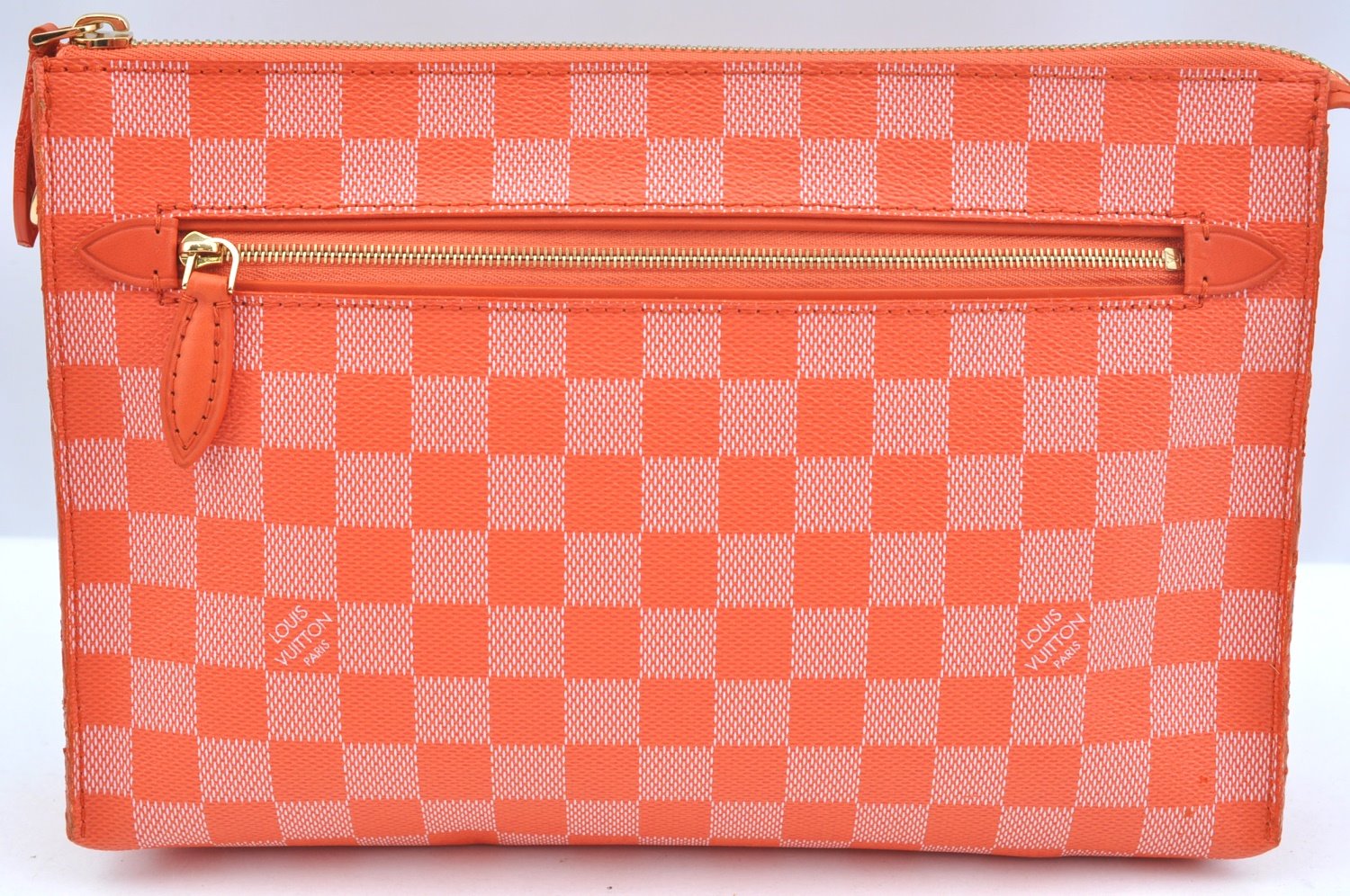 Auth Louis Vuitton Damier Color Module Shoulder Clutch Bag Orange Junk K9479