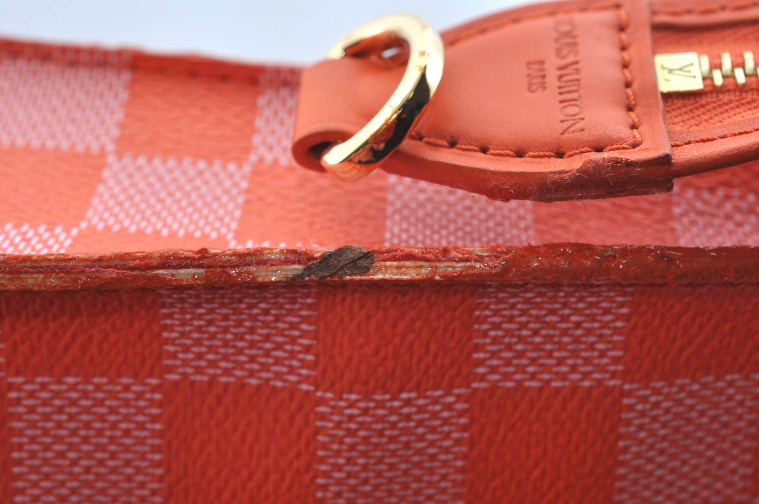 Auth Louis Vuitton Damier Color Module Shoulder Clutch Bag Orange Junk K9479