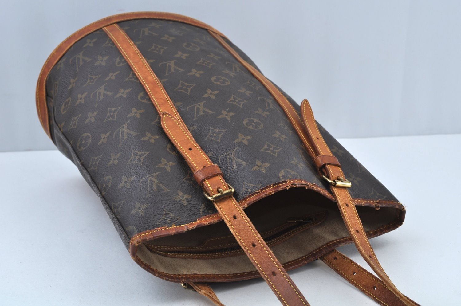 Authentic Louis Vuitton Monogram Bucket GM Shoulder Tote Bag M42236 Junk K9483