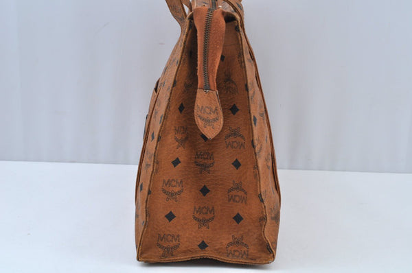 Authentic MCM Visetos Leather Vintage Shoulder Tote Bag Brown K9486