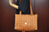 Authentic MCM Visetos Leather Vintage Shoulder Tote Bag Brown K9486