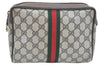 Authentic GUCCI Sherry Line Clutch Hand Bag Purse GG PVC Leather Brown K9487