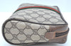 Authentic GUCCI Sherry Line Clutch Hand Bag Purse GG PVC Leather Brown K9487