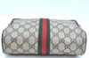 Authentic GUCCI Sherry Line Clutch Hand Bag Purse GG PVC Leather Brown K9487