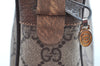Authentic GUCCI Sherry Line Clutch Hand Bag Purse GG PVC Leather Brown K9487