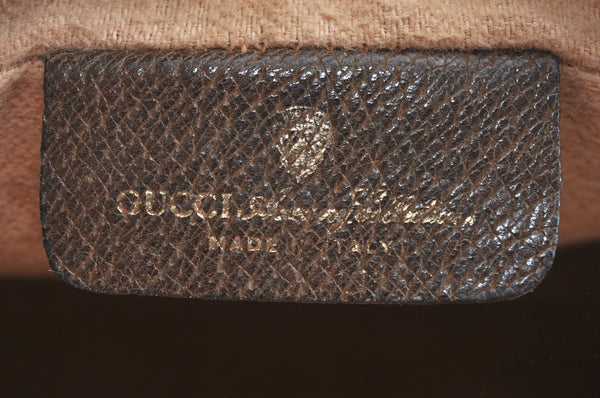 Authentic GUCCI Sherry Line Clutch Hand Bag Purse GG PVC Leather Brown K9487