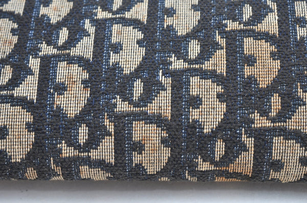 Authentic Christian Dior Trotter Clutch Bag Purse Canvas Leather Blue K9490