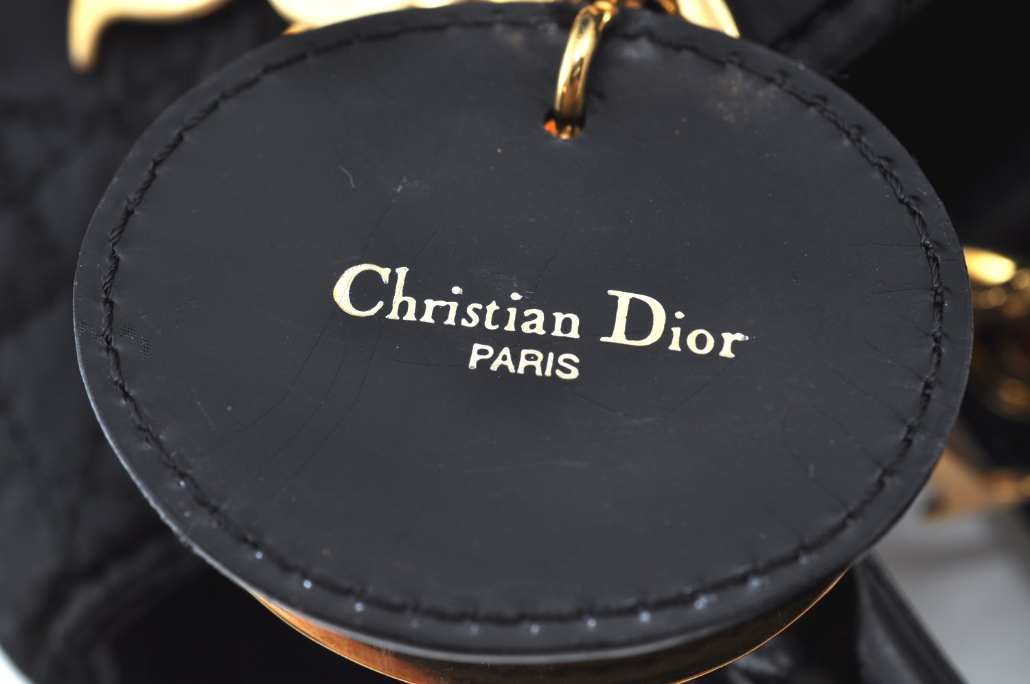 Authentic Christian Dior Lady Dior Nylon Cannage Hand Bag Black CD K9491