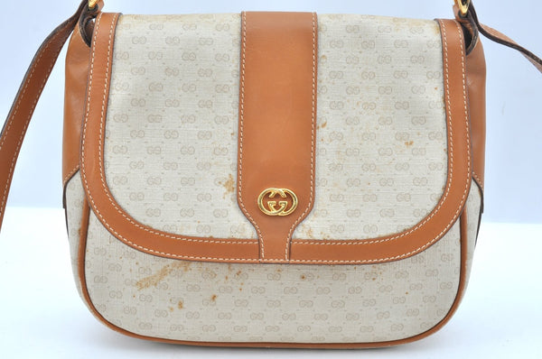Authentic GUCCI Micro GG PVC Leather Shoulder Cross Body Bag White K9493