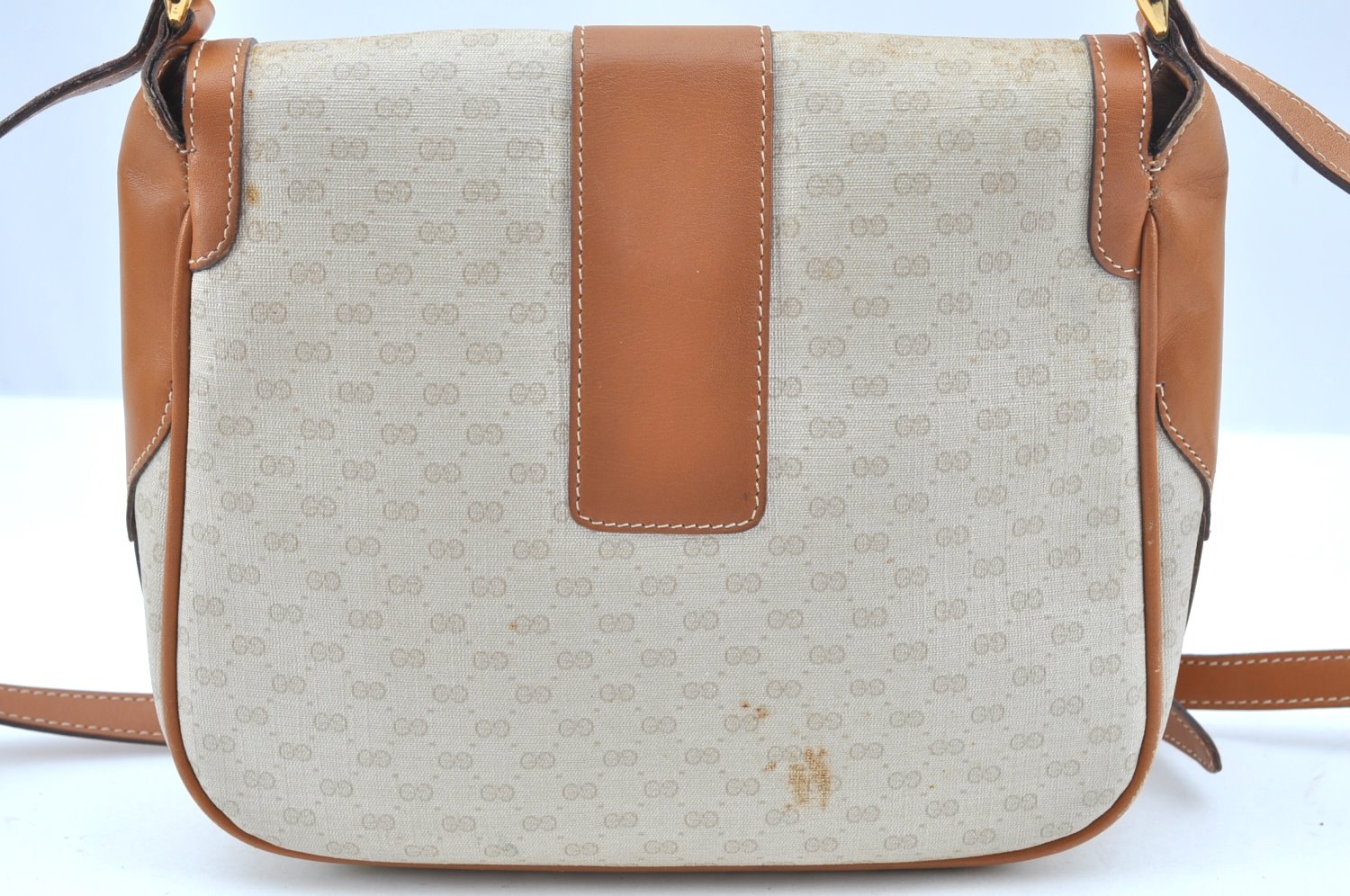 Authentic GUCCI Micro GG PVC Leather Shoulder Cross Body Bag White K9493