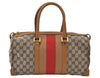Authentic GUCCI Sherry Line Hand Bag GG Canvas Leather Brown Junk K9494