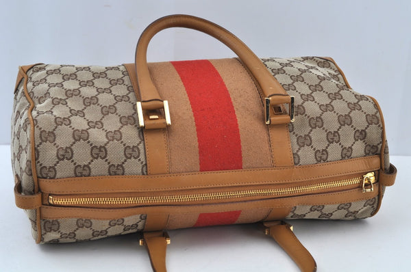 Authentic GUCCI Sherry Line Hand Bag GG Canvas Leather Brown Junk K9494