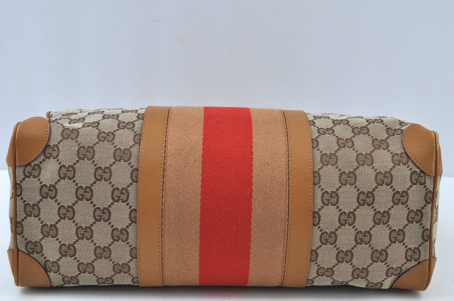 Authentic GUCCI Sherry Line Hand Bag GG Canvas Leather Brown Junk K9494