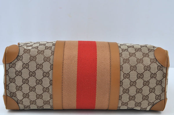 Authentic GUCCI Sherry Line Hand Bag GG Canvas Leather Brown Junk K9494