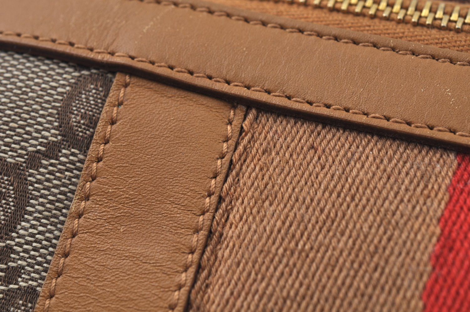 Authentic GUCCI Sherry Line Hand Bag GG Canvas Leather Brown Junk K9494