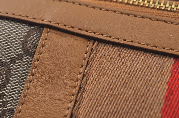 Authentic GUCCI Sherry Line Hand Bag GG Canvas Leather Brown Junk K9494
