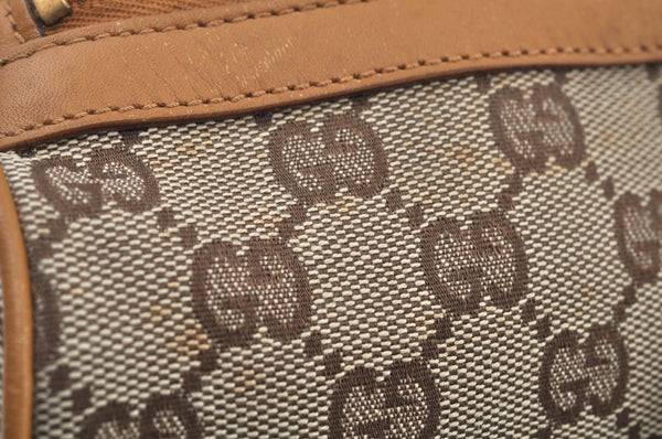 Authentic GUCCI Sherry Line Hand Bag GG Canvas Leather Brown Junk K9494