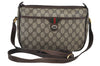 Authentic GUCCI Web Sherry Line Shoulder Cross Bag GG PVC Leather Brown K9500